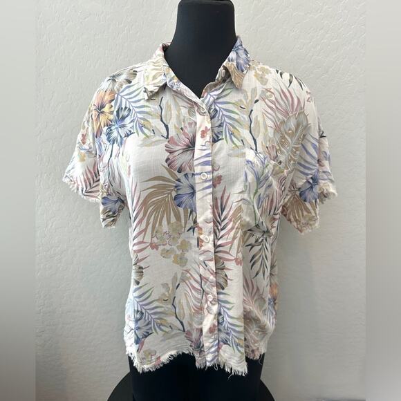 PHILOSOPHY | Leaf Print Short Sleeve Button Up Shirt NWT | Large - Picture 2 of 8